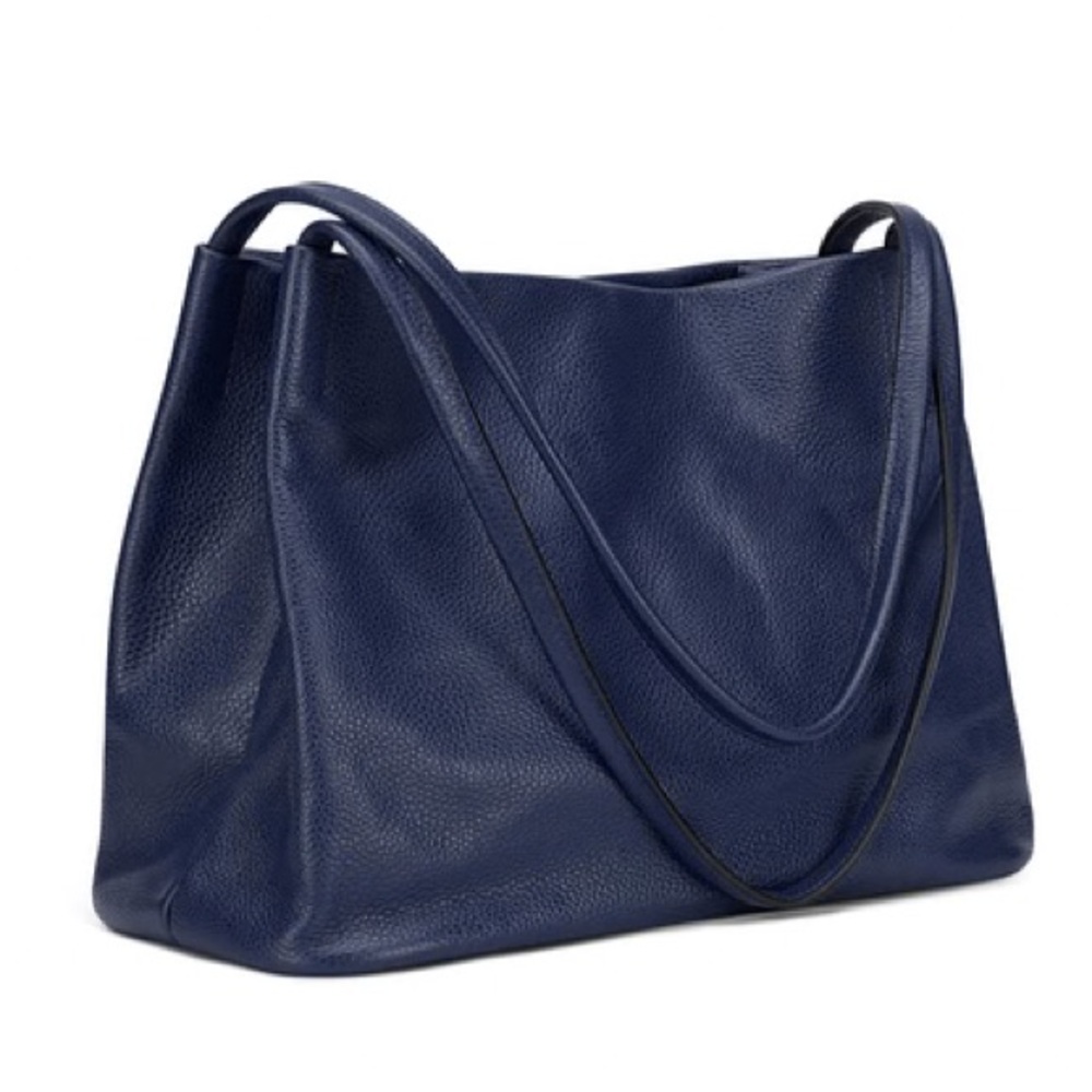 Kattee Women's Soft Genuine Leather Tote, dark blue color.